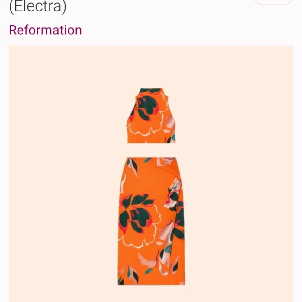 Reformation Elektra Eros Orange 100% silk set NWT - Picture 3 of 13